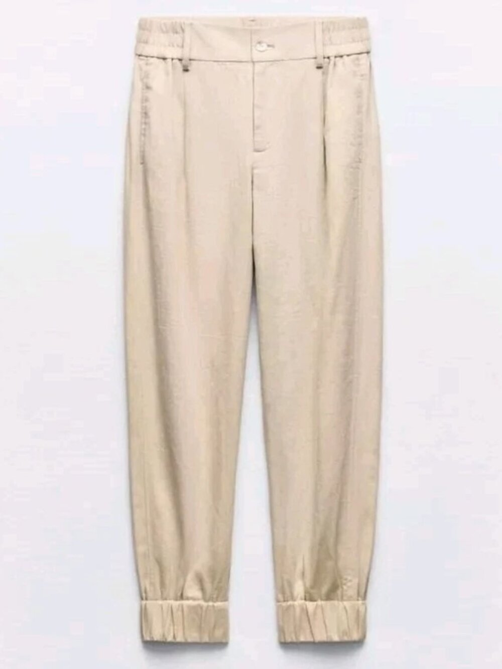 ZARA WOMEN'S LINEN BLEND JOGGING PANTS SAND 8372/080